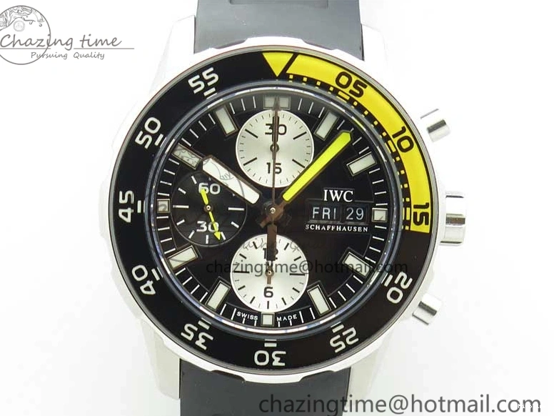 MIROTIME 0216 Aquatimer Chrono IW376702 SS BLS 1:1 Best Edition Black Dial on Black Rubber Strap A WellDesigned 7105